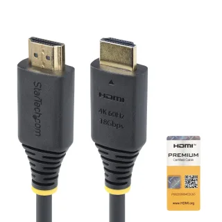 Startech 1.6ft (50cm) Premium Certified High Speed HDMI Cable, 4K60Hz - Premium High Speed - HDMI cable with Ethernet - HDMI male to HDMI male - 50 cm - black - passive, 4K60Hz support