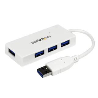 Startech 4 Port USB 3.0 Hub - Multi Port USB Hub w/ Built-in Cable - Powered USB 3.0 Extender for Your Laptop - White (ST4300MINU3W) - Hub - 4 x SuperSpeed USB 3.0 - desktop - for P/N: FCREADMICRO3, MSDREADU2OTG, MSDREADU3CA