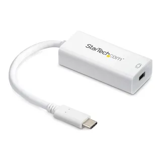 StarTech USB-C to Mini DisplayPort Adapter - 4K 60Hz - White - USB 3.1 Type-C to Mini DP Adapter (CDP2MDP) - Adapter - USB-C (M) to Mini DisplayPort (F) - USB 3.1 / Thunderbolt 3 / DisplayPort 1.2 - 18 cm - passive, 4K60Hz (3840 x 2160) support - white