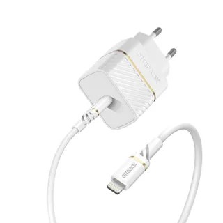 OtterBox EU Wall Charger 20W - 1X USB-C 20W USB-PD + USB C-Lightning Cable 1m White