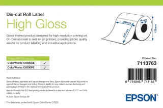 Epson 7113763 High Gloss Label Die-cut Roll 210MM X 297MM 194 Labels
