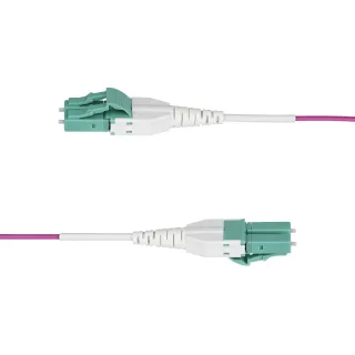 Startech 20m (66ft) LC/LC (UPC) OM4 Multimode Fiber Optic Cable, OFNR - Patch cable - LC/UPC duplex multi-mode (M) to LC/UPC duplex multi-mode (M) - 20 m - 20 m - 1.6 mm - fibre optic - duplex - 50 / 125 micron - OM4 - OFNR - jumper - erika violet