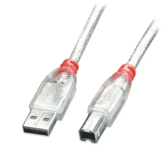 Lindy 41754 3M USB 2.0 Cable - Transparent Type a Male to Type B Male