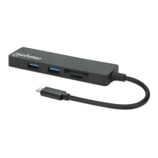 Manhattan 164948 USB-C Dock/Hub/Reader 3-PORT- 3X USB-A USB 3.0 Bus Power Black