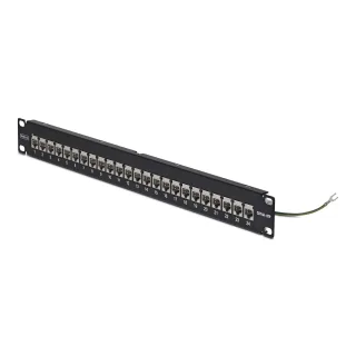 Startech - Feed through patch panel - with cable management bar, inline couplers - rack mountable - CAT 6a - STP - RJ-45 X 24 - black & silver - 1U - 19" - TAA Compliant