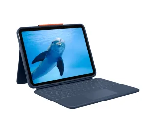 Logitech Rugged Combo 4 Touch - Keyboard and folio case - with trackpad - Apple Smart connector - QWERTY - UK - classic blue - for Apple 10.9-inch iPad (10th generation)