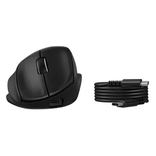 HP 725M - Mouse - ergonomic - 21° semi-vertical tilt - right-handed - 7 buttons - wireless - Bluetooth, 2.4 GHz - USB wireless receiver - black