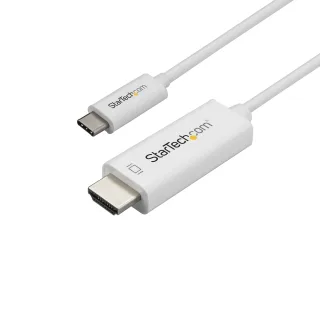 Startech 3ft (1m) USB C to HDMI Cable, 4K 60Hz USB Type C to HDMI 2.0 Video Adapter Cable, Thunderbolt 3 Compatible, Laptop to HDMI Monitor/Display, DP 1.2 Alt Mode HBR2 Cable, White - 4K USB-C Video Cable (CDP2HD1MWNL)