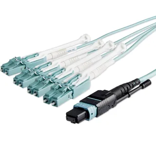 Startech MTP to LC Breakout Cable - 30 ft / 10m - OM3 Multimode - 40Gb - Pull Tab - Plenum - MPO / MTP Connector - Fiber Optic Cable (MPO8LCPL10M)