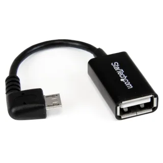 StarTech 5in Right Angle Micro USB to USB OTG Host Adapter M/F - Angled Micro USB Male to USB A Female On-The-Go Host Cable Adapter (UUSBOTGRA)