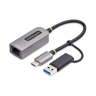 Startech USB-C to Ethernet Adapter w/USB-A Adapter, Realtek RTL8153B - Network adapter - USB-C 3.2 Gen 1 - Gigabit Ethernet - space grey