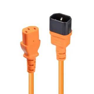 Lindy 30475 2M Iec Extension Cable Iec C14 to Iec C13 Orange