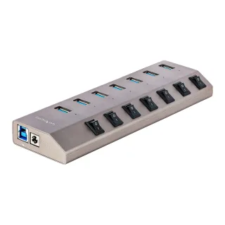 Startech 7-Port Self-Powered USB-C Hub with Individual On/Off Switches, USB 3.0 5Gbps Expansion Hub w/Power Supply, Desktop/Laptop USB-C to USB-A Hub, 7x BC 1.2 (1.5A), USB Type C Hub - USB-C/A Host Cables (5G7AIBS-USB-HUB-EU) - Hub - 7 x USB 3.2 Gen 1 - desktop