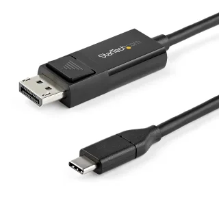 StarTech 3ft (1m) USB C to DisplayPort 1.2 Cable 4K 60Hz, Bidirectional DP to USB-C or USB-C to DP Reversible Video Adapter Cable, HBR2/HDR, USB Type C/Thunderbolt 3 Monitor Cable - 4K USB-C to DP Cable - DisplayPort cable - USB-C (M) to DisplayPort (F) - USB 3.1 / Thunderbolt 3 / DisplayPort 1.2 - 1 m - 4K support, active - black