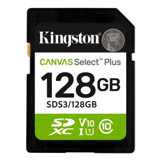 Kingston Canvas Select Plus  SDS3/128GB V30 128GB SD Class 10 UHS-I U3 Flash Card