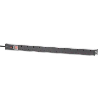 Intellinet 715614 19" PDU 1U 12-WAY UK AC Vertical Overload Protection