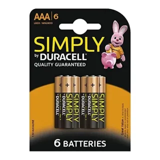 Duracell Simply Alkaline Pack of 6 AAA Batteries