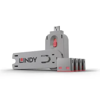 Lindy 40450 USB Port Security Kit Pink 1 X USB Key + 4 X USB Locks