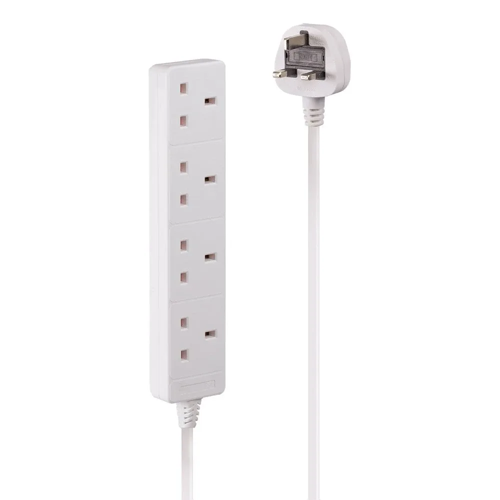 Lindy 70145 2M Mains 4 Way Gang Socket White