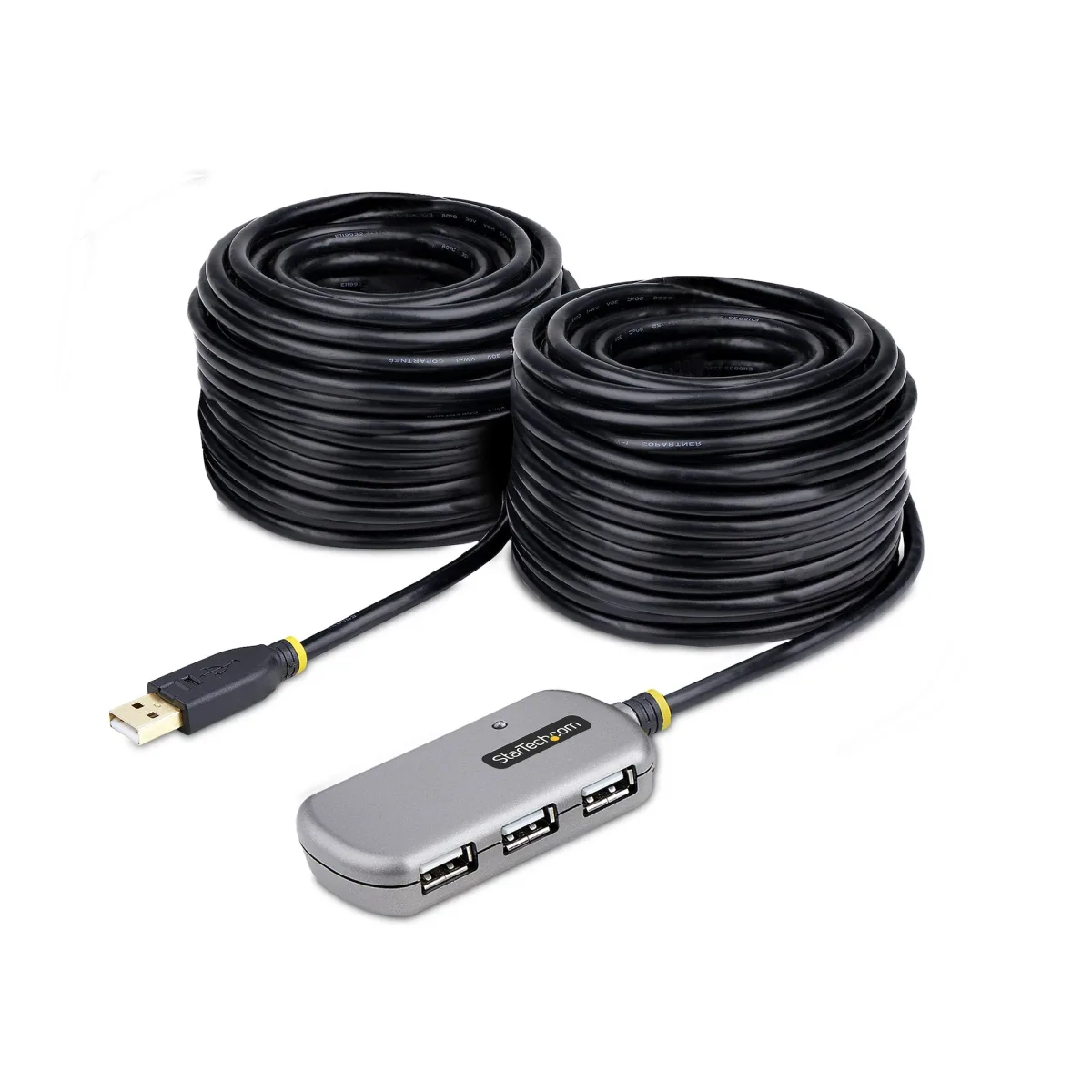 Startech USB Extender Hub, 24m USB 2.0 Extension Cable with 4-Port USB Hub, Active/Bus Powered USB Repeater Cable, Optional 10W Power Supply Included - USB-A Hub w/ ESD Protection (U02442-USB-EXTENDER)