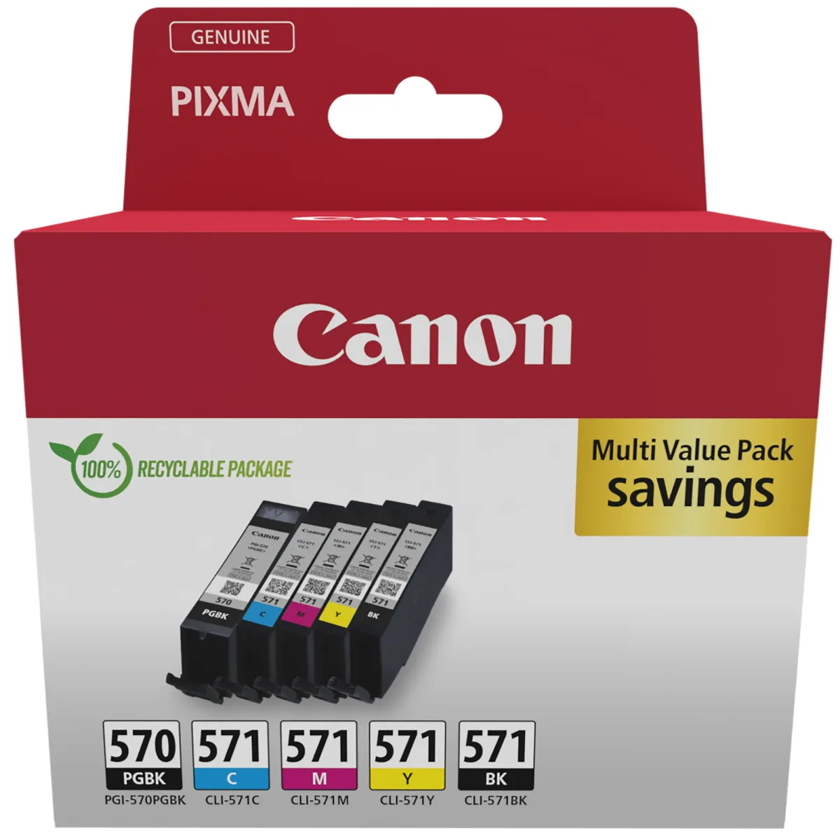 Canon PGI-570/CLI-571 PGBK/BK/C/M/Y Multi Pack - 5-pack - pigmented black, black, yellow, cyan, magenta - original - box - ink tank