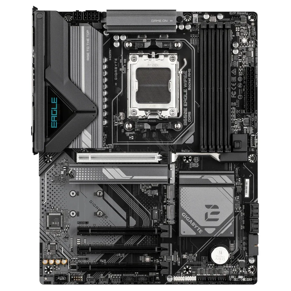 Gigabyte B650E EAGLE WIFI6E AMD AM5 Socket Motherboard, ATX, 4x DDR5 Slots, 3x M.2 Sockets, Fitted I/O Shield, 2.5GbE LAN, Wi-Fi 6E, 1x DisplayPort / 1x HDMI Port