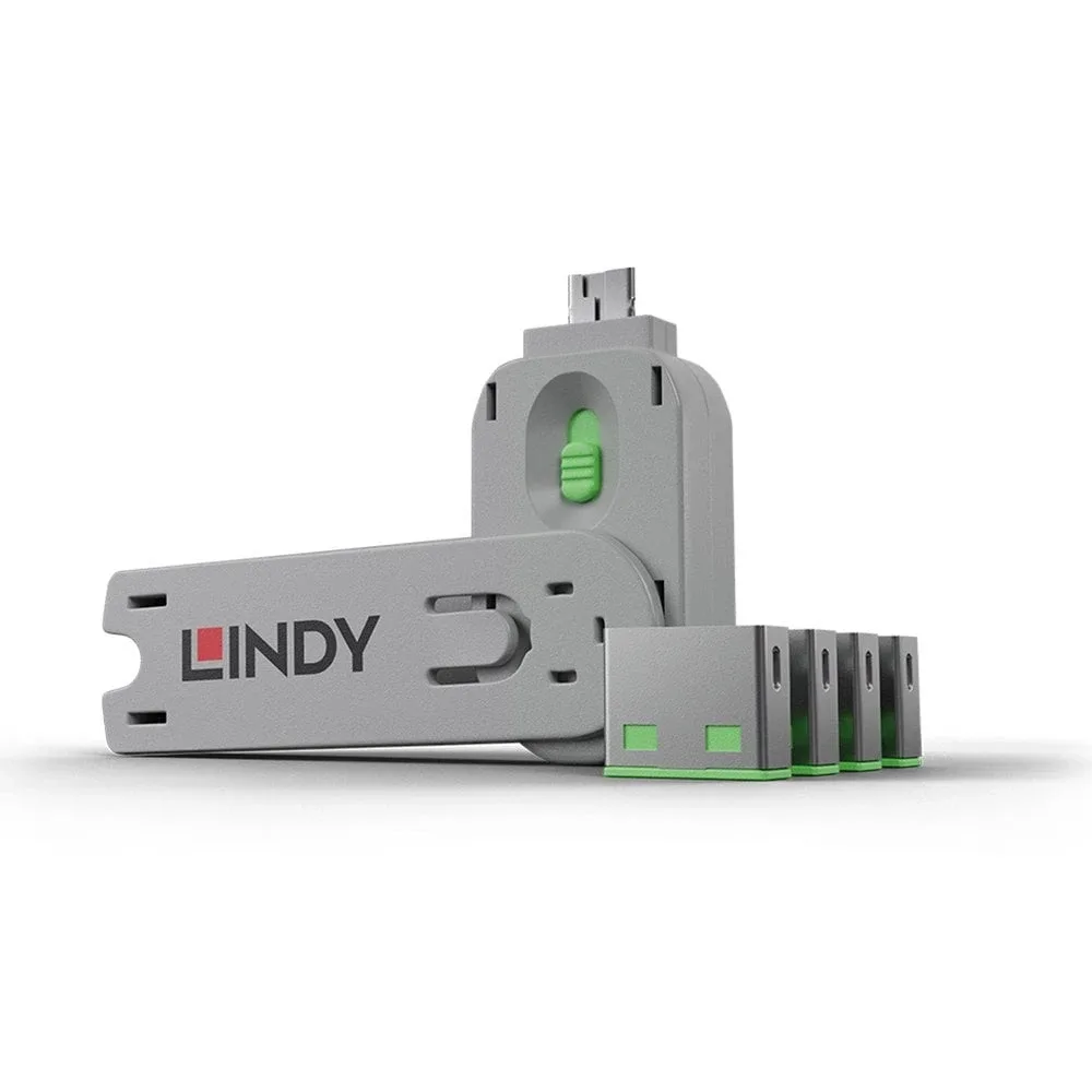 Lindy 40451 USB Port Security Kit Green 1 X USB Key + 4 X USB Locks