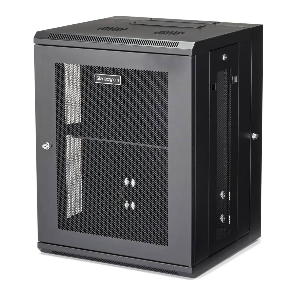 Startech 15U 19" Wall Mount Network Cabinet, 16" Deep Hinged Locking IT Network Switch Depth Enclosure, Assembled Vented Computer Equipment Data Rack with Shelf & Flexible Side Panels - 15U Vented Cabinet - Rack cabinet - 4-post - wall mountable - black - 15U - 16