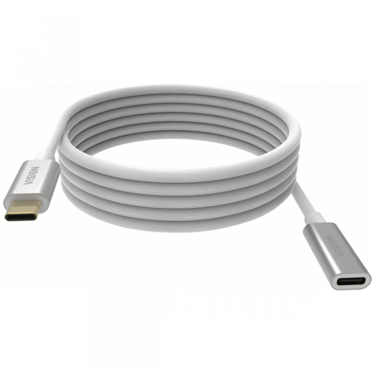 2 m USB C extension cable -USB 3.2 gen 1 5 gbps - supports 3 a charging current - USB C 3.2 (m) to USB C 3.2 (f) - outer diameter 4.5 mm - 22+30 awg - white