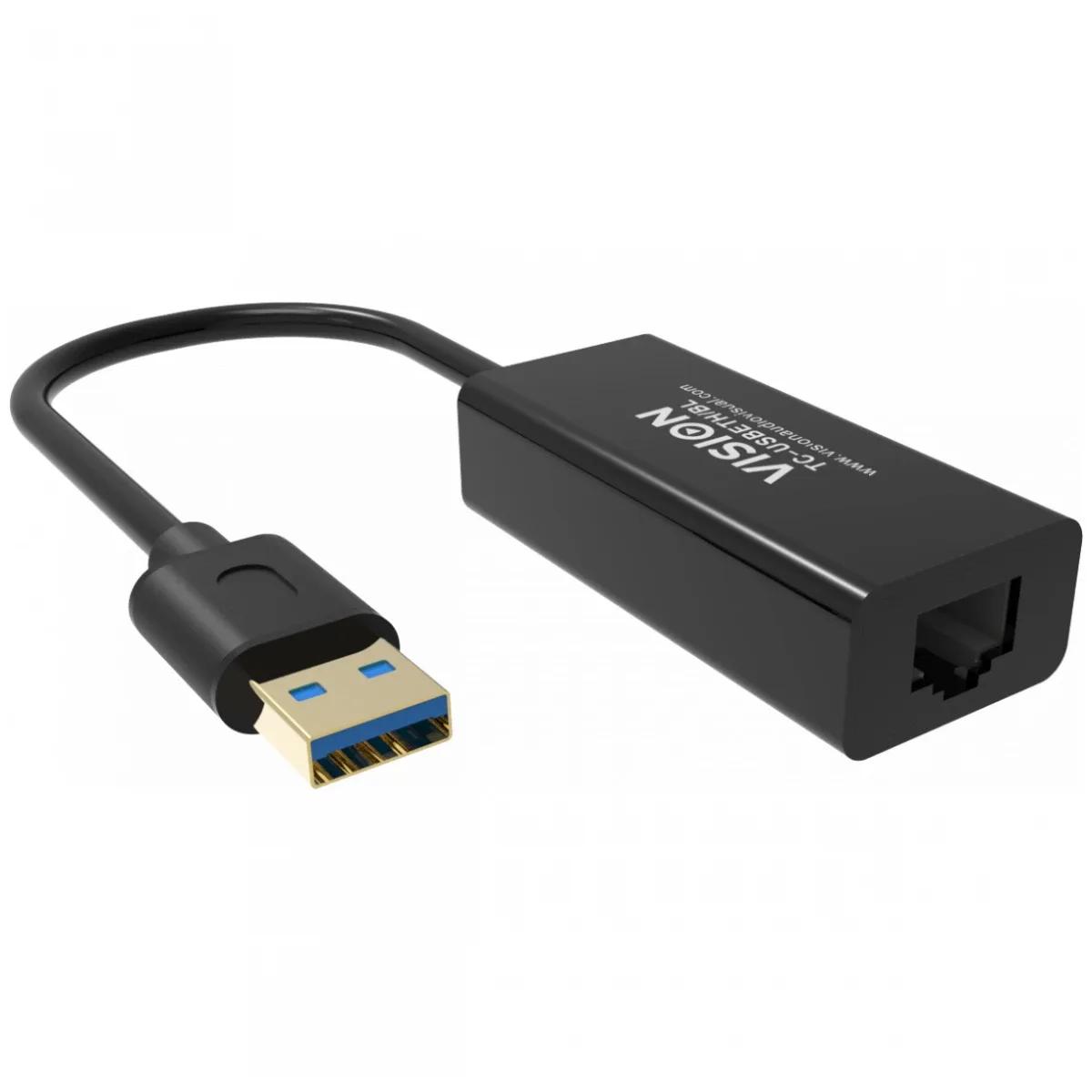 USB to Ethernet adaptor -100/1000 mbps - fast ethernet mac - supports suspend/resume detection logic and control endpoint - USB A 3.0 (m) to shielded RJ45 (f) - driver on USB adaptor - black