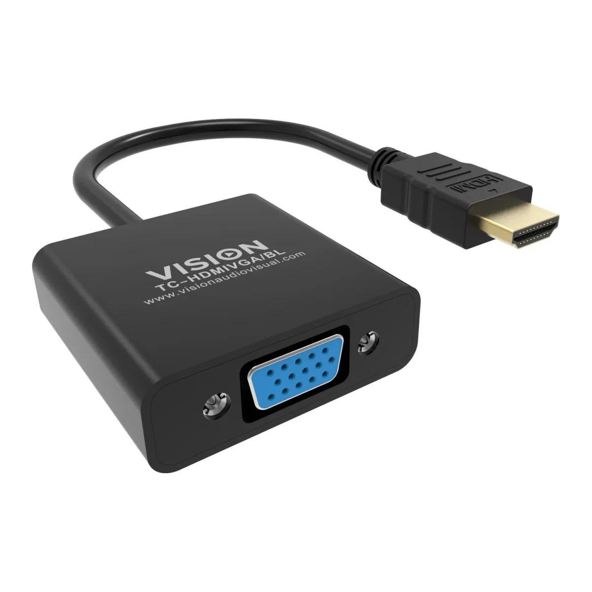 HDMI to VGA adaptor - maximum resolution 1920 x 1080 - does not convert VGA to HDMI - HDMI (m) to VGA (f) - outer diameter 5.0 mm - overall length 230 mm - black