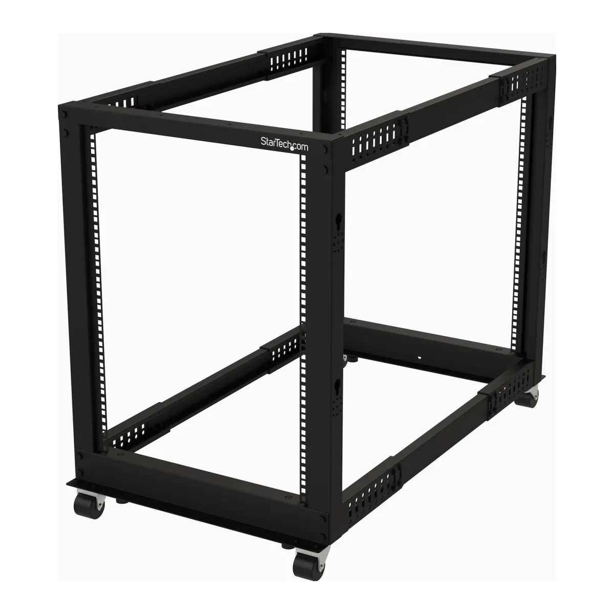 Startech 15U 19" Open Frame Server Rack, 4 Post Adjustable Depth 22-40" Mobile, Free Standing Rolling Network/Computer Equipment Data Rack, Dell PowerEdge, HP ProLiant ThinkServer - Adjustable Server Rack (4POSTRACK15U) - Rack open frame - 4-post - floor-standing - black - 15U