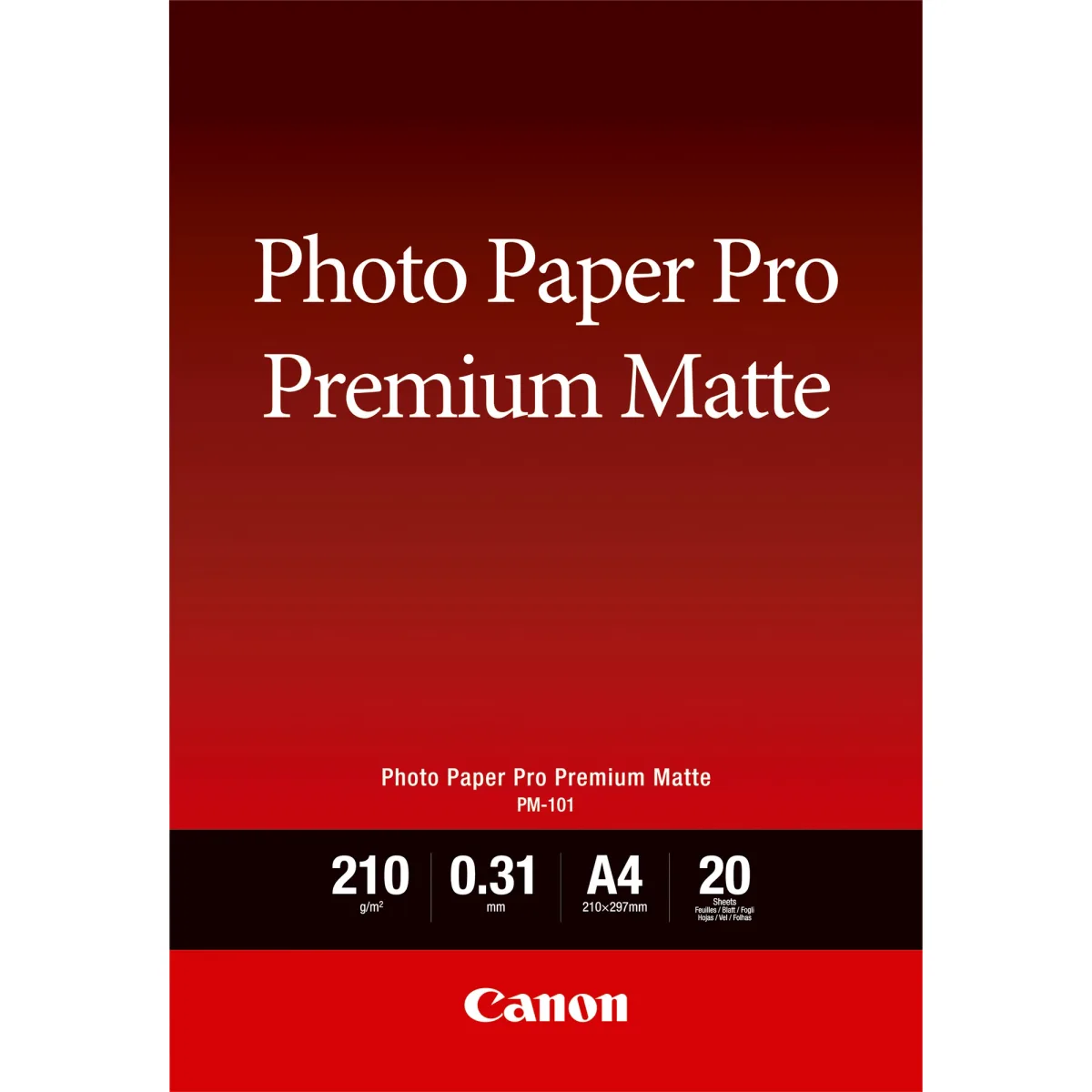 Canon Pro Premium PM-101 - Smooth matte - 310 micron - A4 (210 x 297 mm) - 210 g/m² - 20 sheet(s) photo paper - for PIXMA PRO-1, PRO-10, PRO-100