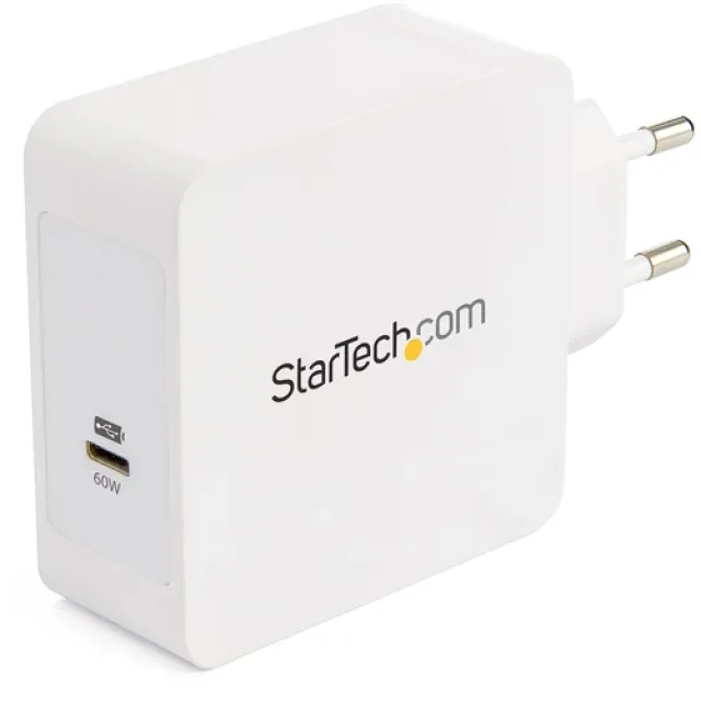 Startech USB C Wall Charger, USB C Laptop Charger 60W PD, 6ft/2m Cable, Universal Compact Type C Power Adapter, Dell XPS/Lenovo X1 Carbon, HP EliteBook, MacBook, USB IF/CE Certified - 60W PD3.0 Wall Charger (WCH1CEU) - Power adapter - 60 watt - 3 A (USB-C) - on cable: USB-C - Europe