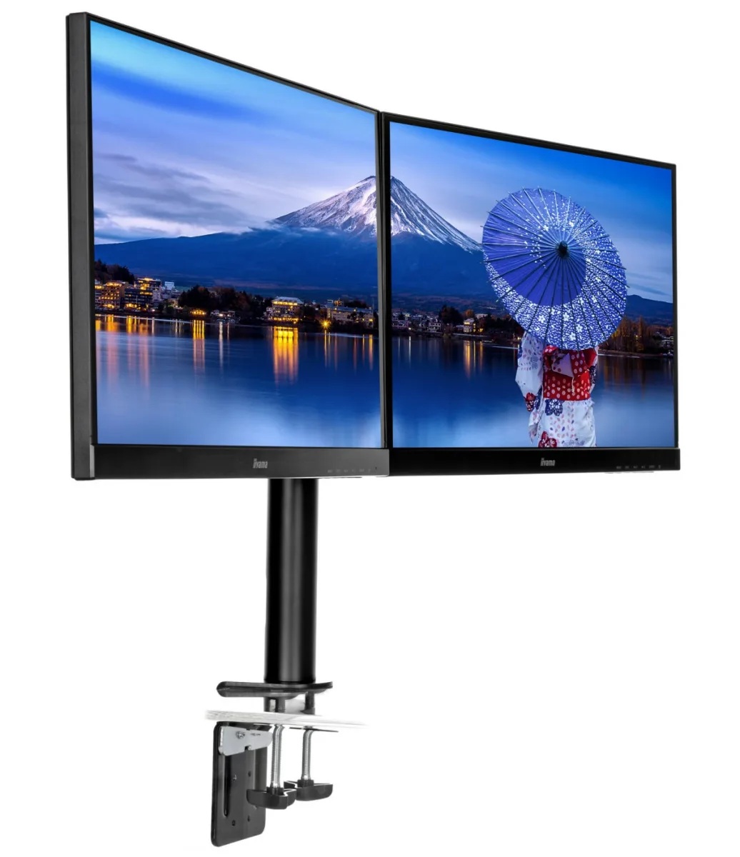 Iiyama DS1002C-B1 - Mounting kit - adjustable arm - for 2 monitors - black - screen size: 10"-30" - desk-mountable - for ProLite E2783QSU-B1, XU2495WSU-B1, XUB2495WSU-B1