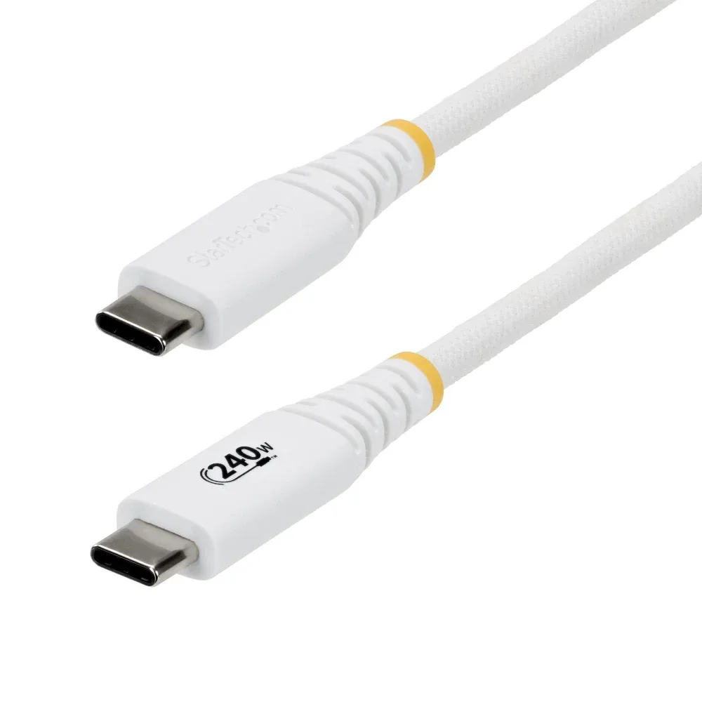 StarTech - USB cable - USB-C (M) to USB-C (M) - USB 2.0 - 5 A - 1 m - ultra flexible, USB Power Delivery (240W), extended power range (EPR), rugged, USB-IF Certified - white