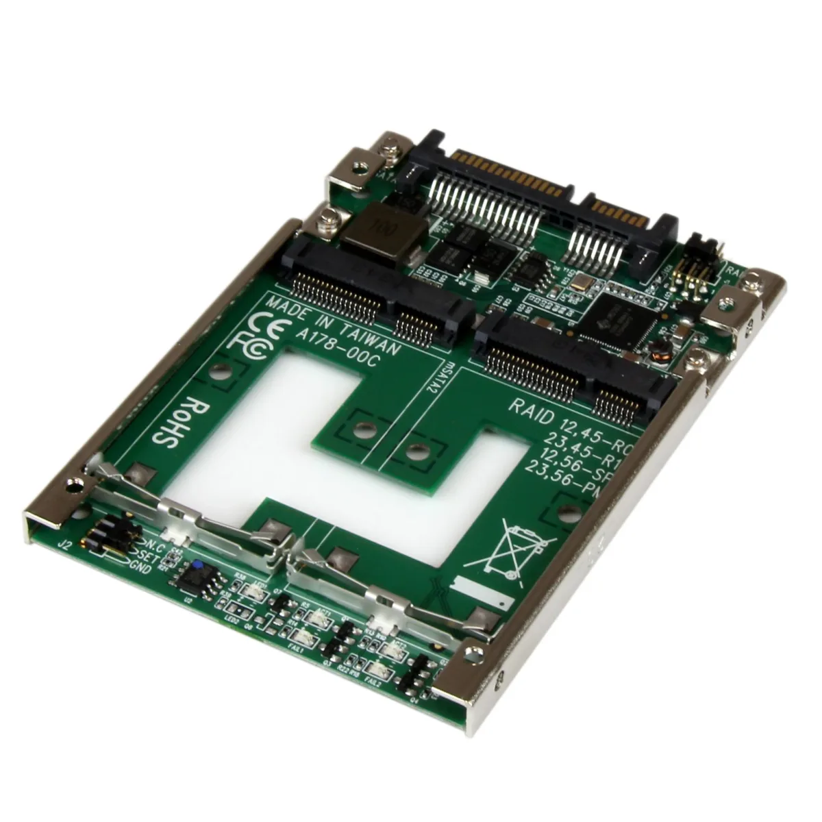Startech Dual mSATA SSD to 2.5" SATA RAID Adapter Converter - 2x mSATA SSD to 2.5in SATA Adapter with RAID and 7mm Open Frame Housing (25SAT22MSAT)