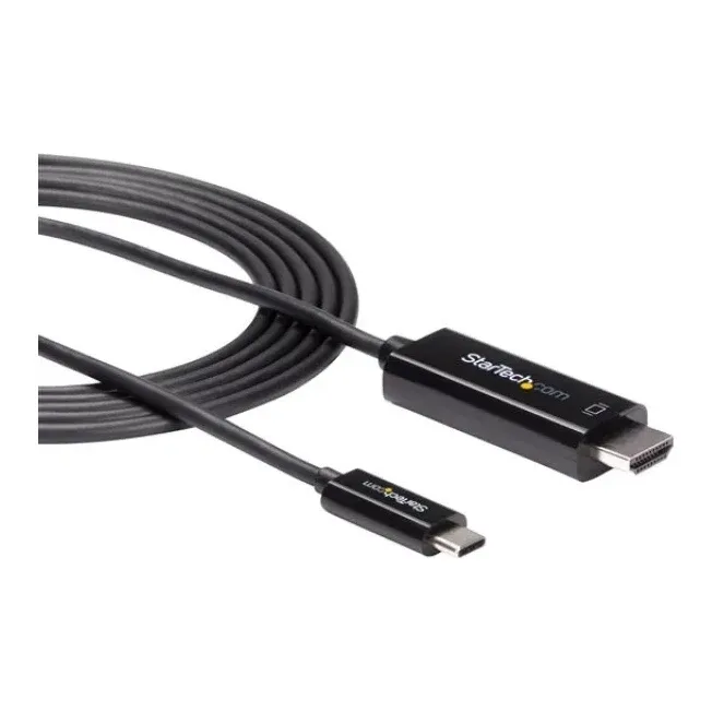 Startech 6ft (2m) USB C to HDMI Cable, 4K 60Hz USB Type C to HDMI 2.0 Video Adapter Cable, Thunderbolt 3 Compatible, Laptop to HDMI Monitor/Display, DP 1.2 Alt Mode HBR2 Cable, Black - 4K USB-C Video Cable (CDP2HD2MBNL) - Adapter cable - USB-C male to HDMI male - 2 m - black - 4K60Hz (3840 x 2160) support - for P/N: TB4CDOCK