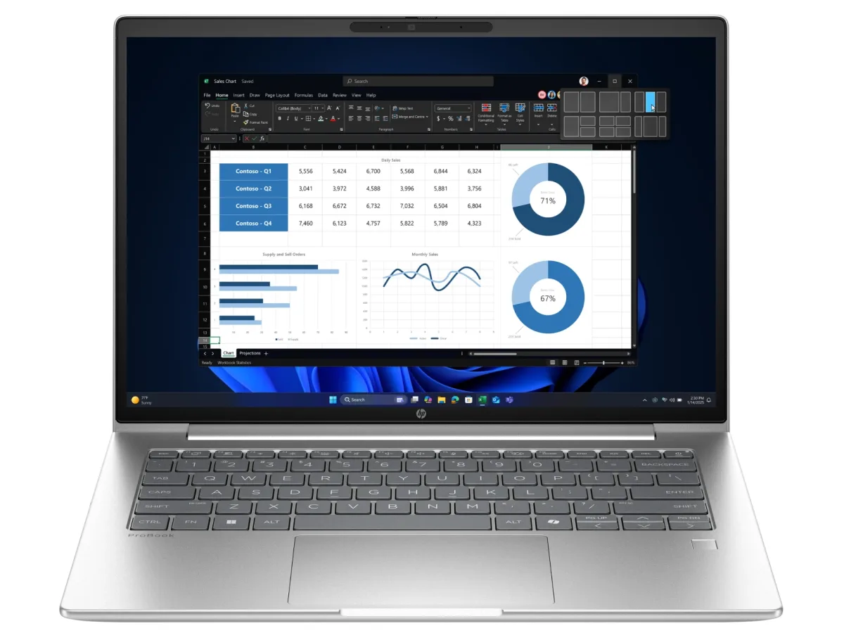 HP ProBook 4 G1iR Notebook - Intel Core 5 - 120U / up to 5 GHz - Win 11 Pro - Intel Graphics - 16 GB RAM - 512 GB SSD NVMe - 16" IPS 1920 x 1200 - Gigabit Ethernet - Wi-Fi 6E, Bluetooth - pike silver aluminium - kbd: UK