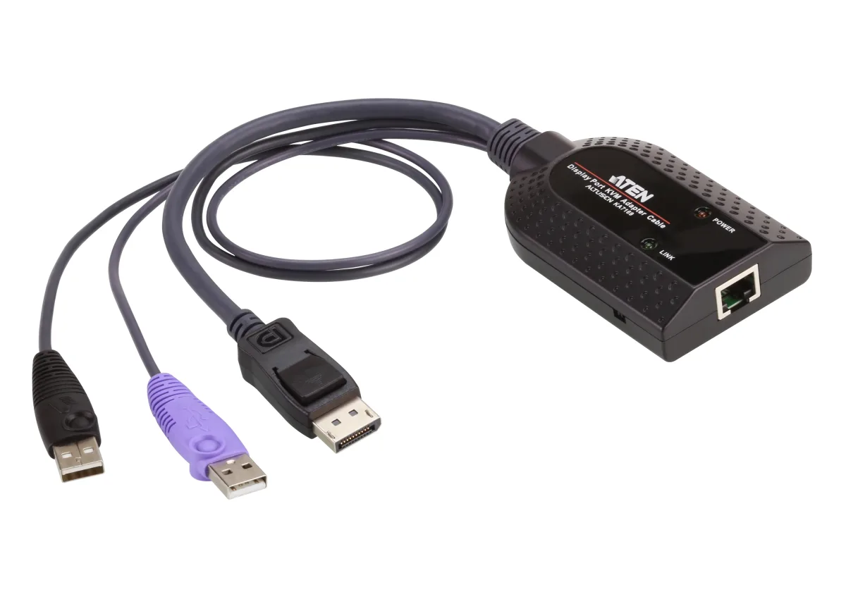 ATEN KA7169 DisplayPort USB Virtual Media KVM Adapter Cable with Smart Card Reader (CPU Module) - KVM / audio / USB extender - for ATEN CN9850, KVM over IP KN1132VB