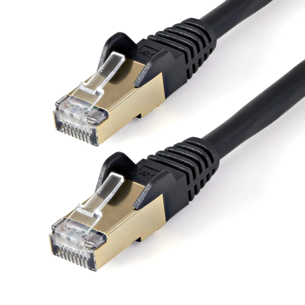 Startech 7.5m CAT6A Ethernet Cable, 10 Gigabit Shielded Snagless RJ45 100W PoE Patch Cord, CAT 6A 10GbE STP Network Cable w/Strain Relief, Black, UL Certified Wiring/TIA - Category 6A - 26AWG (6ASPAT750CMBK)