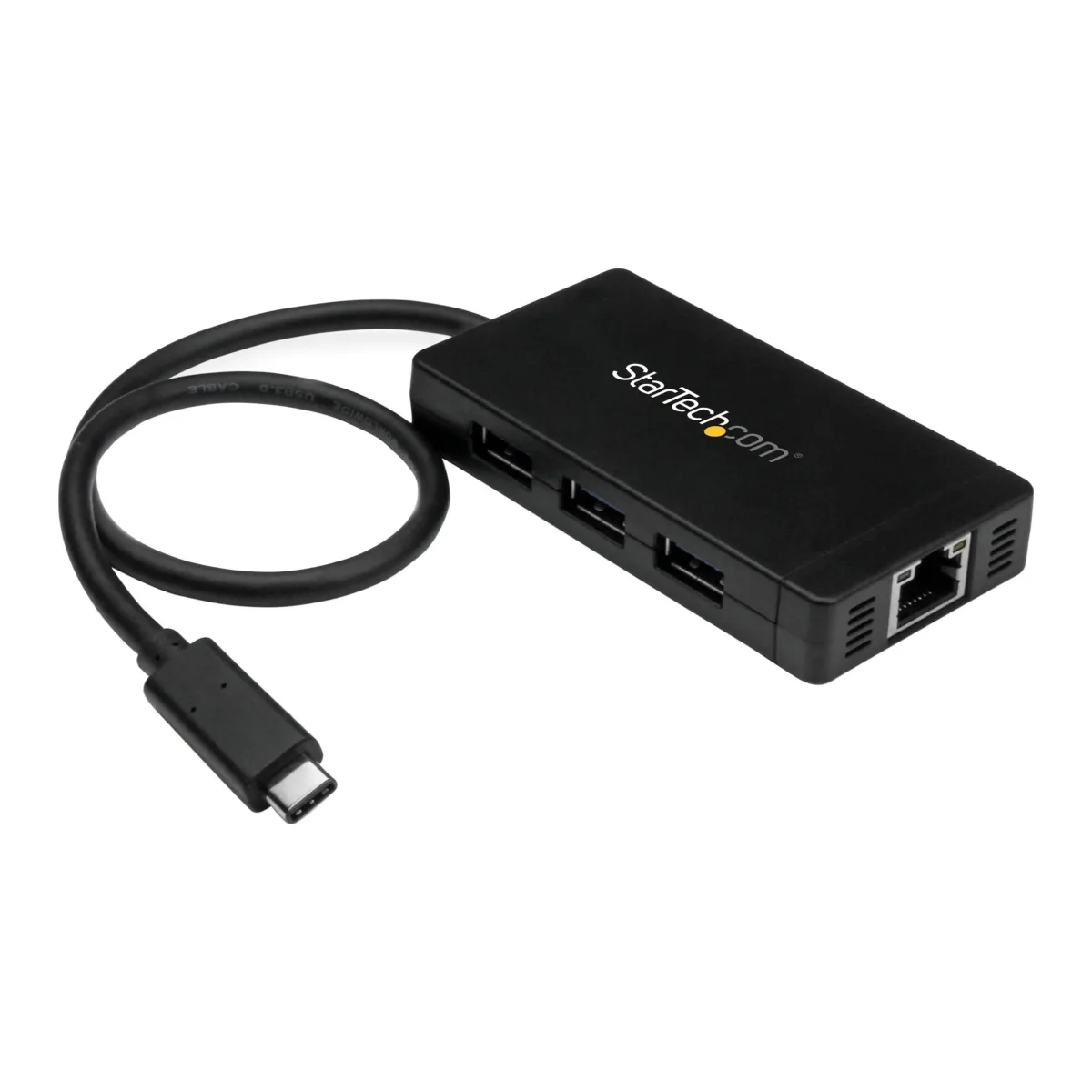 Startech 3 Port USB C Hub with Ethernet - USB-C to 3x USB-A w/ Power Adapter & Gigabit Ethernet - Thunderbolt 3 Compatible - USB C Network Adapter (HB30C3A1GE) - Hub - 3 x SuperSpeed USB 3.0 + 1 x 10/100/1000 - desktop