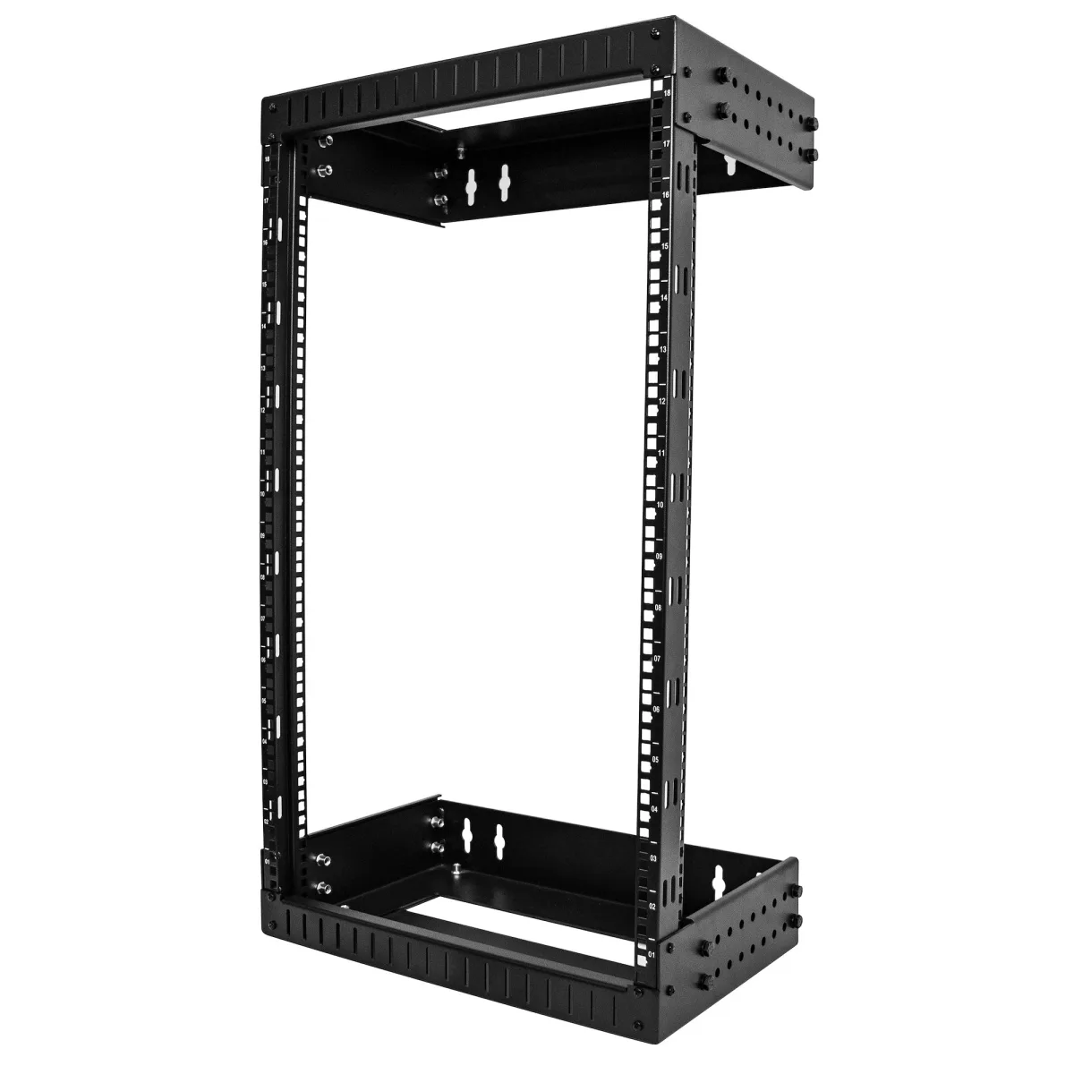 Startech 18U 19" Wall Mount Network Rack, Adjustable Depth 12-20" 2 Post Open Frame Server Room Rack for AV/Data/ IT Communication/Computer Equipment/Switch with Cage Nuts & Screws - 18U Adjustable Rack - Rack open frame - 2-post - wall mountable - black - 18U - 19