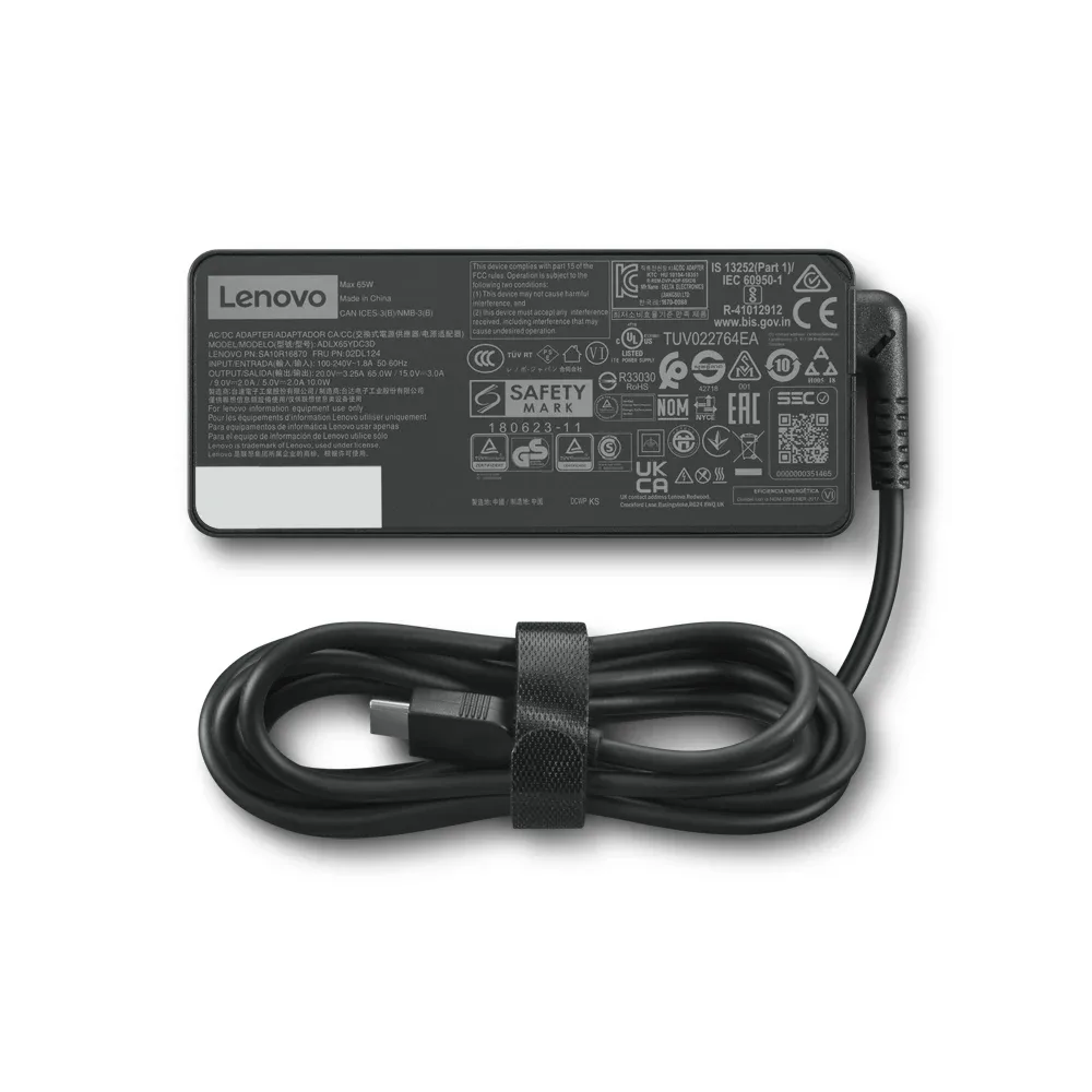 Lenovo USB-C 65W AC Adapter - Power adapter - AC - 65 Watt - United Kingdom - black - for IdeaPad 5 14, 5 15, 5 Pro 14, ThinkBook 14s Yoga G2 IAP, 15 G4 ABA, Yoga 7 14, 7 16