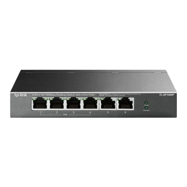 TP-Link TL-SF1006P - V1 - switch - unmanaged - 6 x 10/100 (4 PoE+) - desktop, wall-mountable - PoE+ (67 W)