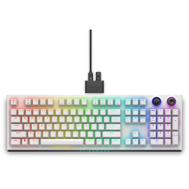 Alienware Tri-Mode AW920K - Keyboard - AlienFX per-key RGB / 16.8 million colours - wireless - 2.4 GHz, Bluetooth 5.1, USB - QWERTY - US English - key switch: CHERRY MX Red - lunar light