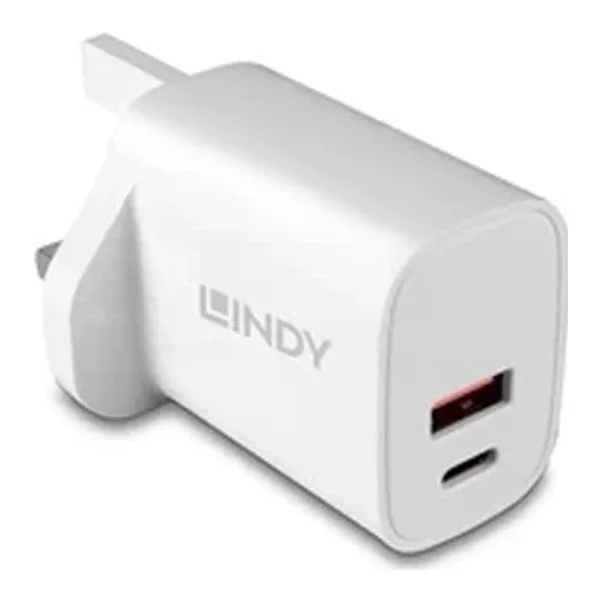LINDY 73416 Power Adapter, USB, 24 pin USB-C, 20W, Fast Charge, Power Delivery 3.0, White