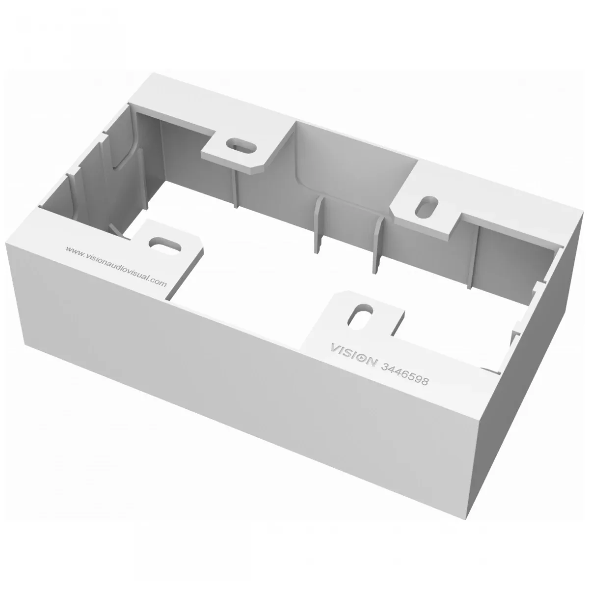 Modular AV faceplate component - double-gang surface mount UK backbox - standard surface-mount backbox (pattress) - 146 x 86 x 45mm - plastic - white