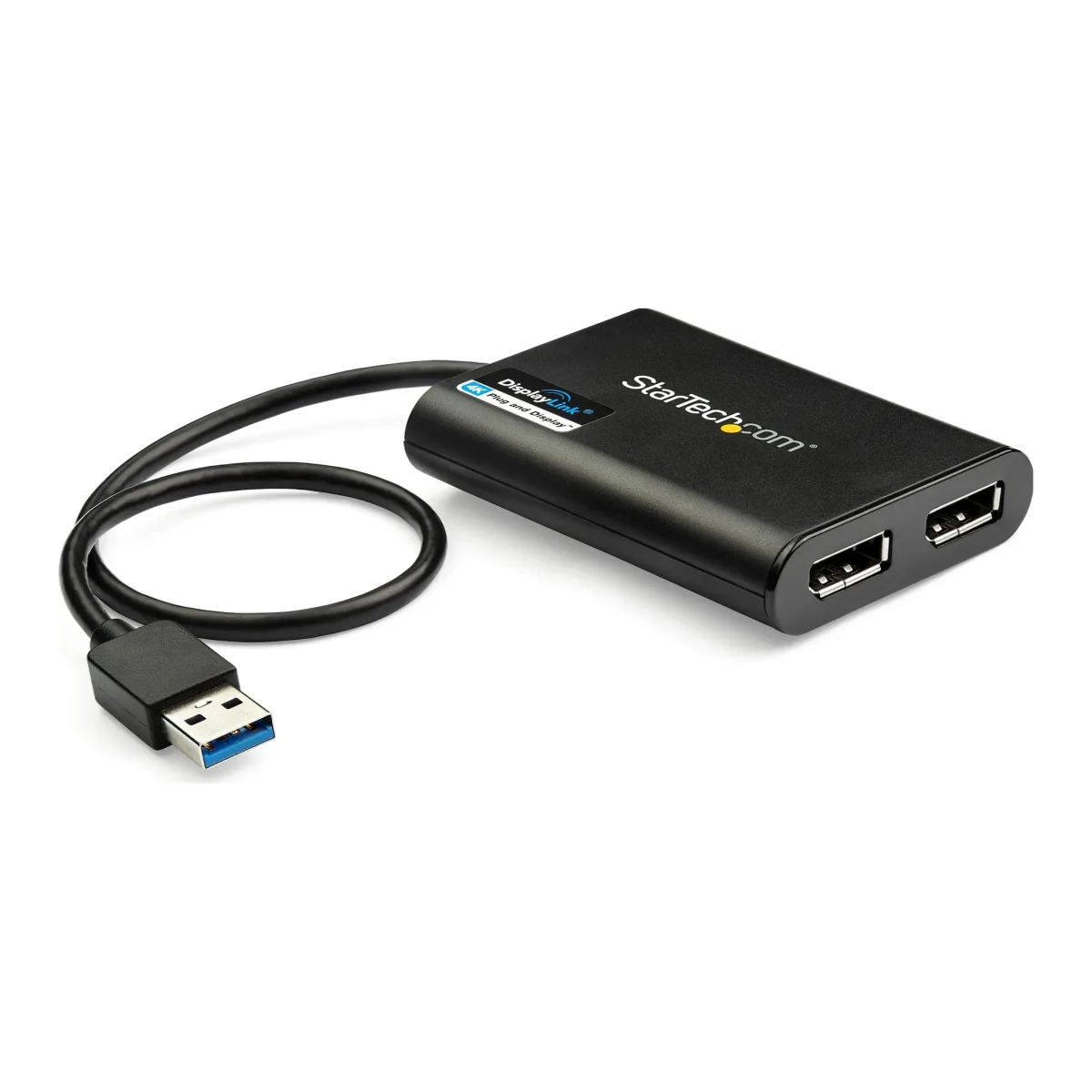 StarTech USB 3.0 to Dual DisplayPort Adapter 4K 60Hz, DisplayLink Certified, Video Converter with External Graphics Card - Mac & PC (USB32DP24K60) - DisplayPort adapter - USB Type A (M) to DisplayPort (F) - USB 3.0 - 30 cm - 4K60Hz (4096 x 2160) support - black