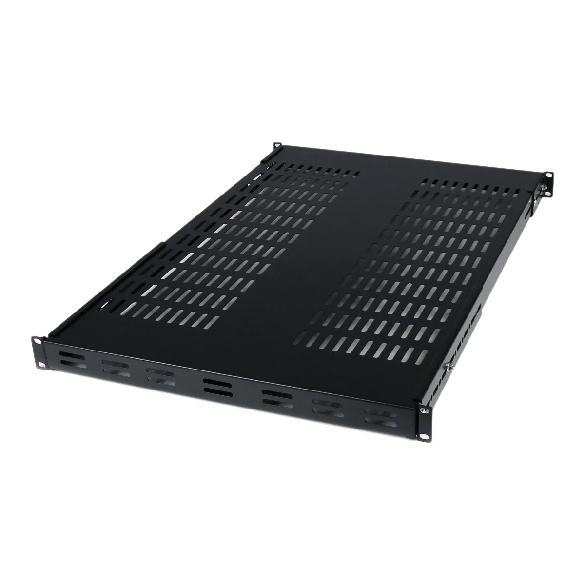 Startech 1U Adjustable Vented Server Rack Mount Shelf - 175lbs - 19.5 to 38in Deep Universal Tray for 19" AV/ Network Equipment Rack (ADJSHELF) - Rack shelf - black - 1U - 19" - for P/N: CABSCRWS1224, RK1536BKF, RK1836BKF, RK3236BKF, RK4236BKB, RK4242BK24, RK4242BK30